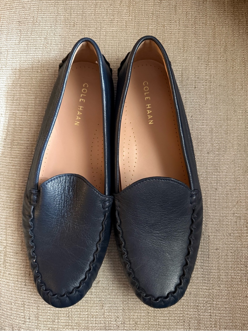Cole Haan Navy Leather Moccasin Loafers